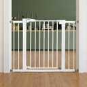 Babelio Baby Gate for Doorways and Stairs, 26"-40" Auto Close Dog Gate, PressGuard C5, Easy Install Pressure Mounted Gate, fits for Narrow and Wide Doorways, Safety Gate Door for Child and Pets (White)