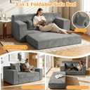 Winzon Boneless Loveseat, 3 in 1 Convertible Sofa Bed Sleeper Sofa Floor Futon Bed with 4 Pillows, 55" Grey Boneless Couch for Living Room, Guest Room, Small Space, No Assembly Required, Corduroy