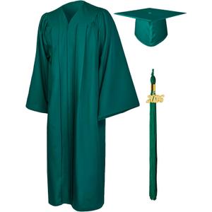 GraduationMall Matte Graduation Gown Cap Tassel Set 2026 for High School and Bachelor (Green)