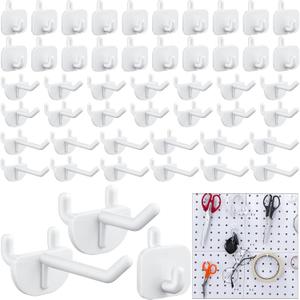 Roowest 84 Pcs Pegboard Hooks Plastic Straight Hook Fits 1/4" Pegboards Accessories Multiple Size Peg Board Hooks for Craft Storage Tool Room Kitchen Garage Organizer Tools Display (White)