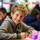 Glitter Squishy Cube Pack of 3 - Fidget Toys for Kids, Slow Rise Stress Cubes for Adults, Ice Cube Squishy Malt Sugar Stress Balls for Anxiety Relief(Blue/Coral/Purple)