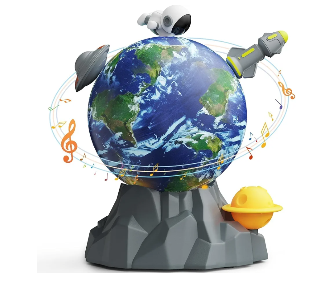 Magnetic Musical Rotating Ball,Space Toys for Kids 3 4 5 6 7 8 9 10 Year Old Boys Girls Sensory Toys for Toddlers Birthday Gifts Educational STEM Toy Playset with Astronauts Rocket Spacecraft Planet