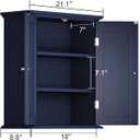 ChooChoo Bathroom Wall Cabinet, Over The Toilet Space Saver Storage Cabinet, Medicine Cabinet with 2 Door and Adjustable Shelves, Cupboard, Navy Blue, 8.8"D x 21.1"W x 24"H