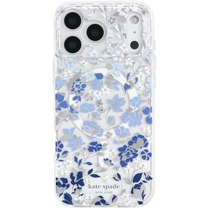 kate spade new york iPhone 17 Pro Max Case - Compatible with MagSafe - Designer Phone Case - Flowerbed Blue Gems