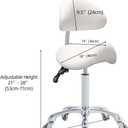 Antlu Saddle Stool Rolling Chair with Back Support,Esthetician Tattoo Dental Stool Chair,Lash Chairs for Eyelash Tech Massage Salon(White,with Backrest)