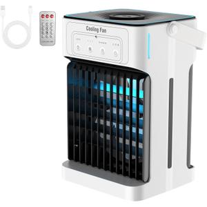 Portable Air Conditioners for Bedroom, Dual Motor Evaporative Air Cooler with 3 Speeds & 3 Mist, 7 Color Night Light Cooling Fan with 2-8H Timer, 1100ML Personal AC Unit for Office Room