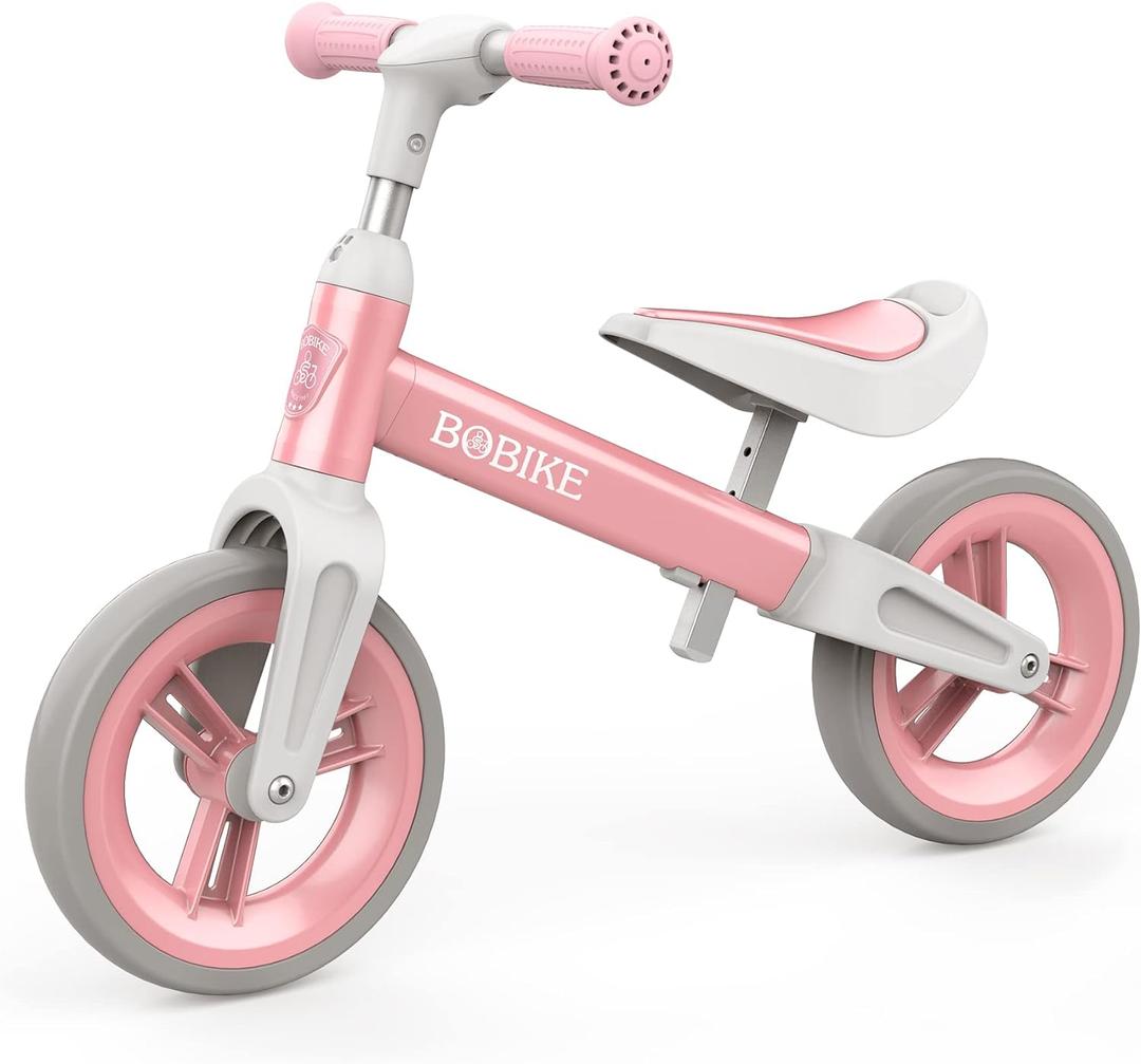 Bobike Toddler Balance Bike Toys for 1 to 4 Year Old Girls Boys Adjustable Seat and Handlebar No-Pedal Training Bike Best Gifts for Kids (Pink)
