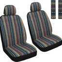 Baja Saddle Blanket Car Seat Covers Front Set with Seat Belt Pads, Washable Breathable Seat Covers for Cars, Universal Fit Interior Covers for Most Cars, Airbag Compatible, Red/Blue