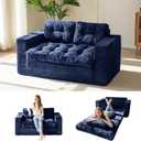 MAXYOYO Convertible Sofa Bed, Pull Out Loveseat Sleeper Sofa, 2 in 1 Folding Couch Bed, Fold Out Floor Couch with Pillows for Living Room Bedroom Lounge, Navy