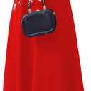 Women's New Chinese Cheongsam Print Short Sleeves Embroidery Pattern Elegant Maxi Dress (6, Red)