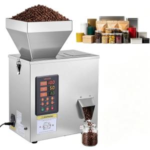 VEVOR Powder Filling Machine, 3-200g (0.01-0.44 lbs) Automatic Particle Dispenser, High Accuracy, Stainless Steel, Intelligent Weighing Dispensing Filler for Coffee Beans, Grains, Tea, Spices, Silver