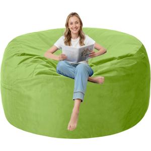4FT Bean Bag Chair with Ultra Soft Velvet Cover Bean Bag Sofa with Memory Foam Bean Bag Chairs with Large Size Lazy Sofa for Dorm Office Living Room Bedroom Grass Green 4'
