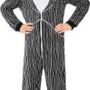 Disney Stitch One‑Piece Pajamas for Girls and Teens, Kids Cozy Hooded Fleece Jumpsuit, Lounge Suit, Black Jack Skellington, 13-14yrs Old