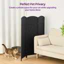 47.2" H Short Room Divider, Folding Privacy Screen, Rattan-Style Room Divider for Home, Office, Pet Fence & Cat Litter Box