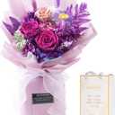 lovenfold Preserved Flowers for Delivery, Purple Rose Bouquets That Last 1-3 Years, Birthday Flowers Gifts for Women Mom Grandma Wife Friends