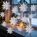 Christmas Snowflake Ornaments - 12pcs White Paper Snowflakes for Christmas Tree Decorations - 3D Hanging Snowflake Ornaments Winter Wonderland Decorations