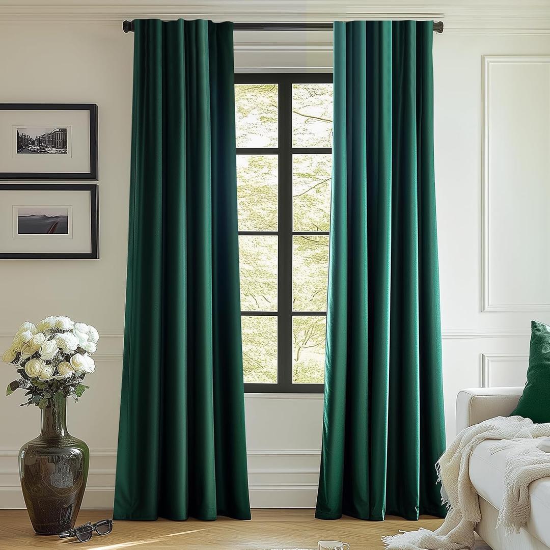 Lazzzy Velvet Blackout Curtains Thermal Insulated Curtains Emerald Green 84 Inches Long Drapes for Bedroom Living Room Darkening Noise Reducing Super Soft Luxury Rod Pocket 2 Panels Emerald Green (52"W x 84"L (Pack of 2))