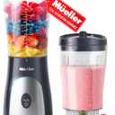 Mueller Personal Blender for Shakes and Smoothies with 15 Oz Travel Cup and Lid, Juices, Baby Food, Heavy-Duty Portable Blender & Food Processor, Grey
