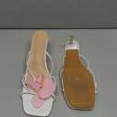 MakeMeChic Women's Open Toe Floral Kitten Heels Flower Summer Beach Sandals (10, White)