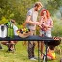 Gocamptoo Folding Table,4ft Indoor Outdoor Heavy Duty Portable Folding Square Plastic Dining Table w/Handle (Black)