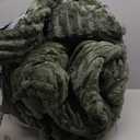 Exclusivo Mezcla Fleece Throw Blanket for Couch, Super Soft Striped Jacquard Bed Blanket, Lightweight Fuzzy Cozy for All Seasons, 50x60 Inches, Olive Green