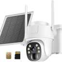 KKB 4G LTE Cellular Security Camera, No WiFi Security Camera Outdoor Built-in SIM Card and 64GB SD Card, Solar Powered, 2K Wireless Cam Color Night Vision, PIR Motion Sensor, PTZ 355 View, 2 Way Talk