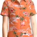 SSLR Big Girls Hawaiian Shirt Beach Tropical Summer Casual Short Sleeve Button Down Shirt (Orange, S)
