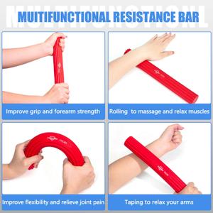 4 Pack Flex Therapy Bar, Flexbar for Physical Therapy & Resistance Bar for Golfers Elbow,Tendinitis,Wrist,Forearms Pain, Improve Grip Strength and Relieve Pain (Green/Red/Black/Blue)