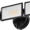 50W LED Flood Light Outdoor, 5500 Lumen Super Bright Exterior Security Lights, 3000K/5000K Light, IP65 Waterproof Wall/Eave Mount Flood Light 3 Adjustable Heads for Garage, Yard (Black)
