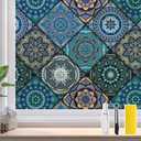 DKTIE Bathroom Window Privacy Film Decorative Films, Get Privacy While Still Letting Light Into Room, Included Tools Easy to Install, Static Cling Renter Frendly (B110-Blue, 17.7" x 118.1")