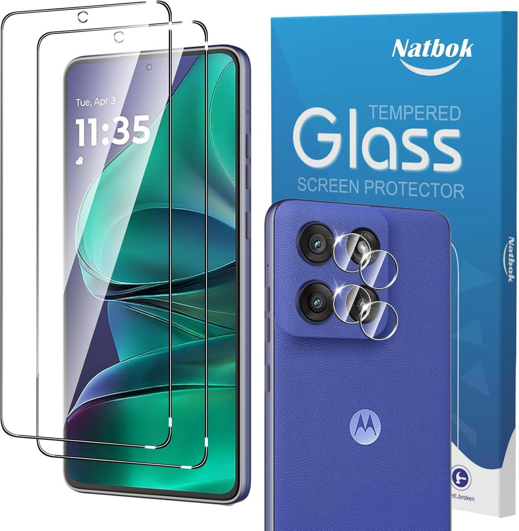 2+2 Pack for Moto G Stylus 2025/Moto Edge 60 Stylus Screen Protector with Camera Lens Protector,9H Tempered Glass Film,HD Clear Scratch Resistant,Bubble-Free for Motorola Moto G Stylus 5G 2025 Screen Protector