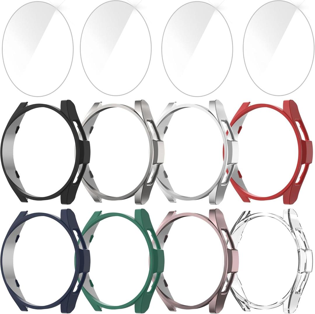 8+4 Pcs Case for Samsung Galaxy Watch 6 Classic 47mm with Tempered Glass Screen Protector, Anti-Fog Waterproof Screen Protector Hard PC Cover Compatible with Galaxy Watch 6 Classic 47mm