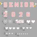 2 x Solsew Class of 2026 Senior Iron on Patches for Jeans Glitter Star Heart Bow Heat Transfer Stickers 2026 Senior Gifts Decorations Graduation Iron on Decals for Backpack Jacket T-Shirt DIY Crafts