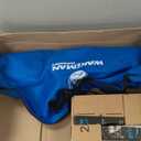 Wakeman Camp Table - Round 2-Tier Folding Table with 4 Cupholders and Carrying Bag - for Camping, Beach, Picnic, Sporting Events, and More Outdoors,Blue