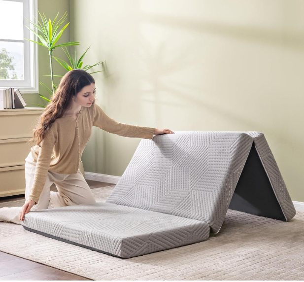 4 Inch Single Folding Mattress
Tri Folding Memory Foam Mattress for Camping Guest Bed, Washable Cover & Non-Slip Bottom, 75" x 25" x 4", Grey