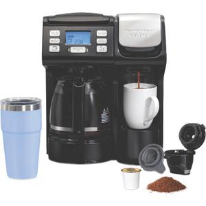 Hamilton Beach FlexBrew Trio 2-Way Coffee Maker, Compatible with K-Cup Pods or Grounds, Combo, Single Serve & Full 12c Pot, Black - Fast Brewing (49902) (Black, Fast Brewing, Removable Reservoir)