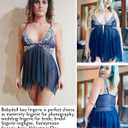 Avidlove Women Lace Lingerie Front Closure Babydoll V Neck Nightwear Sexy Chemise Nightie (Blue)