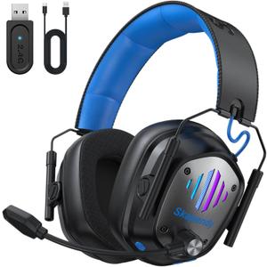 Wireless Gaming Headset for Xbox Series X|S, Xbox One, PS5, PS4, PC, Mac, Switch, 2.4GHz + Bluetooth Over-Ear Gaming Headphones with ENC Mic, 3D Stereo, LED Lights for Xbox One Accessory Kits