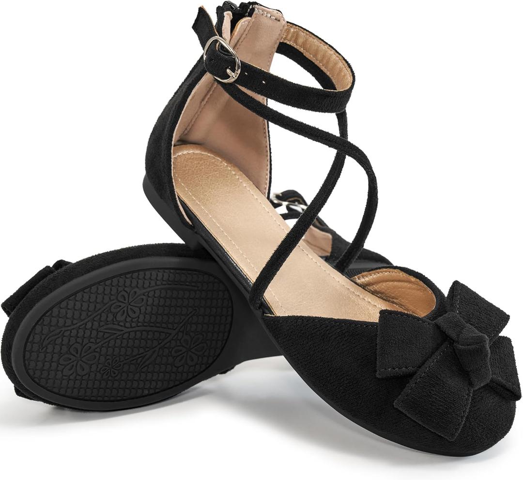 Girls Dress Shoes Flats: Little Kid Princess Wedding Party Ballet Flat - School Shoe for Girl (6 Big Kid, Black)