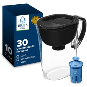 Brita Everyday Elite Water Filter Pitcher, Removes 99% of Lead, Includes 1 Filter, 10-Cup Capacity, Black