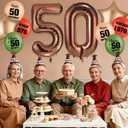 50th Birthday Decorations for Men Women Vintage 1976 50th Birthday Balloons with 32 Inch Coffee Brown Number 50 Retro Boho Sage Green Burnt Orange Boho Party Supplies Gifts for Him Her