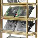 HighFree Gold Glass Coffee Pod Organizer with 4 Drawers, Clear Storage Glass Box for K-Cups, Tea Bags, Sugar Packets, Counter Top Collection Display Holder for Home, Office