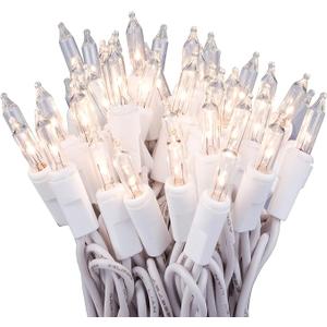 612 Vermont 100 Clear Christmas Lights on White Wire, UL Approved for Indoor/Outdoor Use, 18 Foot of Lighted Length, 20 Foot of Total Length