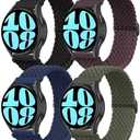 20mm Braided Elastic Bands for Samsung Galaxy Watch 7/FE/6/6 Classic 40mm 44mm 43mm 47mm 42mm 46mm Solo Loop Band, Adjustable Stretchy Nylon Fabric Sport Wristbands for Samsung Watch 7/6/5/4