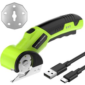 4.5V Rechargeable Electric Scissors, 300RPM Cordless Scissors with Safety Lock, 2 Self-Sharpening Blades for Fabric, Cardboard, Plastic, DIY Crafts & Package Opening, Gifts for Men & Women