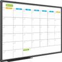 Dry Erase Calendar Whiteboard, Magnetic Month Board | Black Aluminum Frame Wall Mounted for Office Home and School 3ft × 2ft