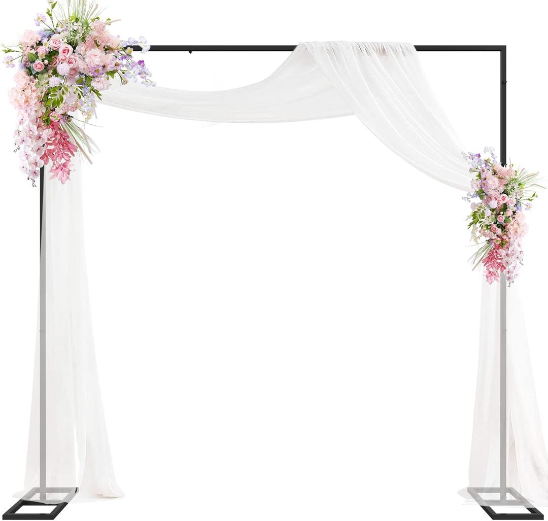 Putros Heavy Duty Backdrop Stand 8ft x 8ft Black Pipe and Drape Backdrop Stand Kit Adjustable Metal Backdrop Sand for Wedding Photobooth Exhibition Decoration