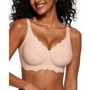 Vertvie Jelly Bras for Women No Underwire Wireless Push Up Bra Full Coverage Bralettes Seamless Comfort Everyday Sports Bra (XL)