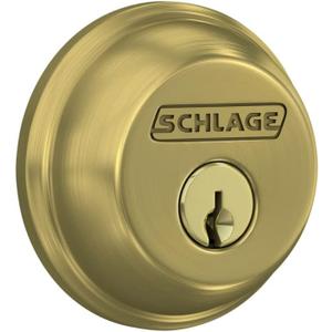 SCHLAGE Lock Company Single Cylinder Deadbolt, Satin Brass (B60 N 608)