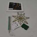 YEAHOME Christmas Tree Topper, Gold Glittered Hollow 7-Point Star Tree Topper, Lighted Wire Star with 20 LED Lights for Christmas Treetop, Xmas Tree Topper with Timer, Christmas Tree Decorations